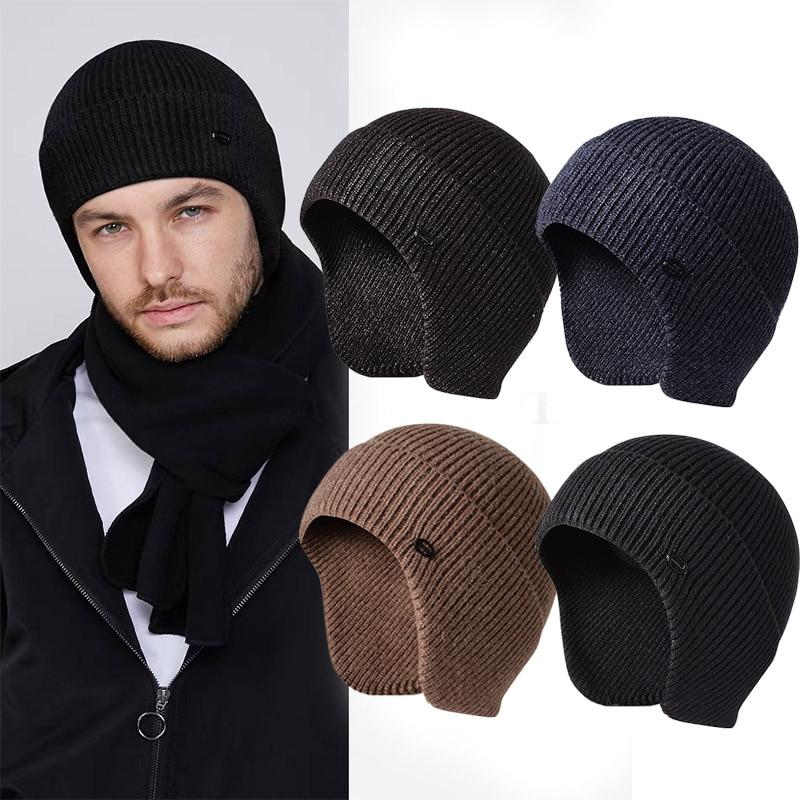 Buy Winter Earmuff Cap Men's Outdoor Warm Knitted Hat Unisex Hat Ear