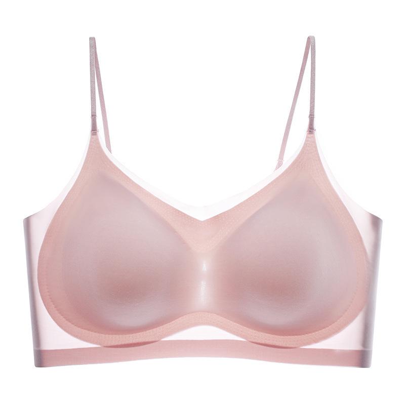Women's Ice Silk Seamless Camisole Bra: Ultra-thin, No Steel Ring, Beautiful Back, Breathable, Comfortable Fit for a Slim Look