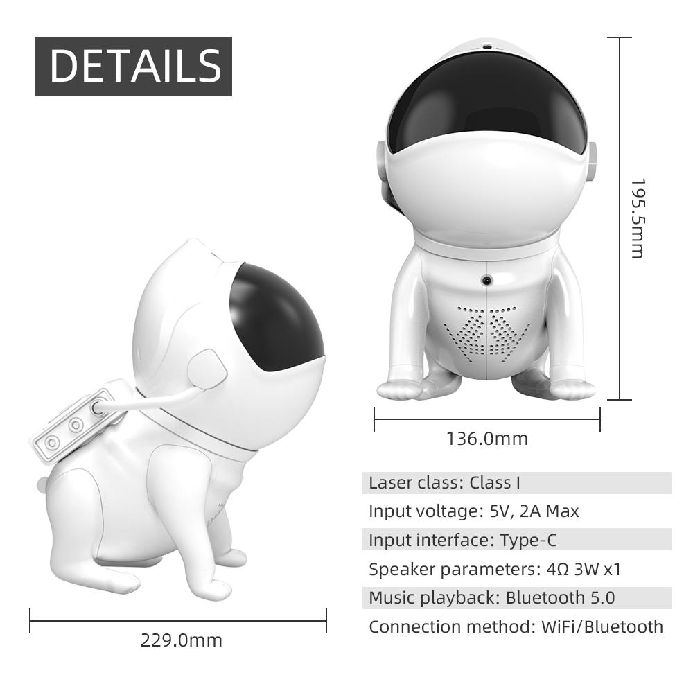 Space Dog Night Light Galaxy Star Astronaut Projector App Nebula Lamps Led Lights Smart Bluetooth Speaker For Bedroom Decorative Gift