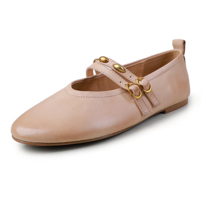 Fashion Fashion Buckle Strap Women Flat Leather Shoes Mary Jane Elegant Versatile Women Shoes 2025 High Quality Shallow Comfy Soft Flats