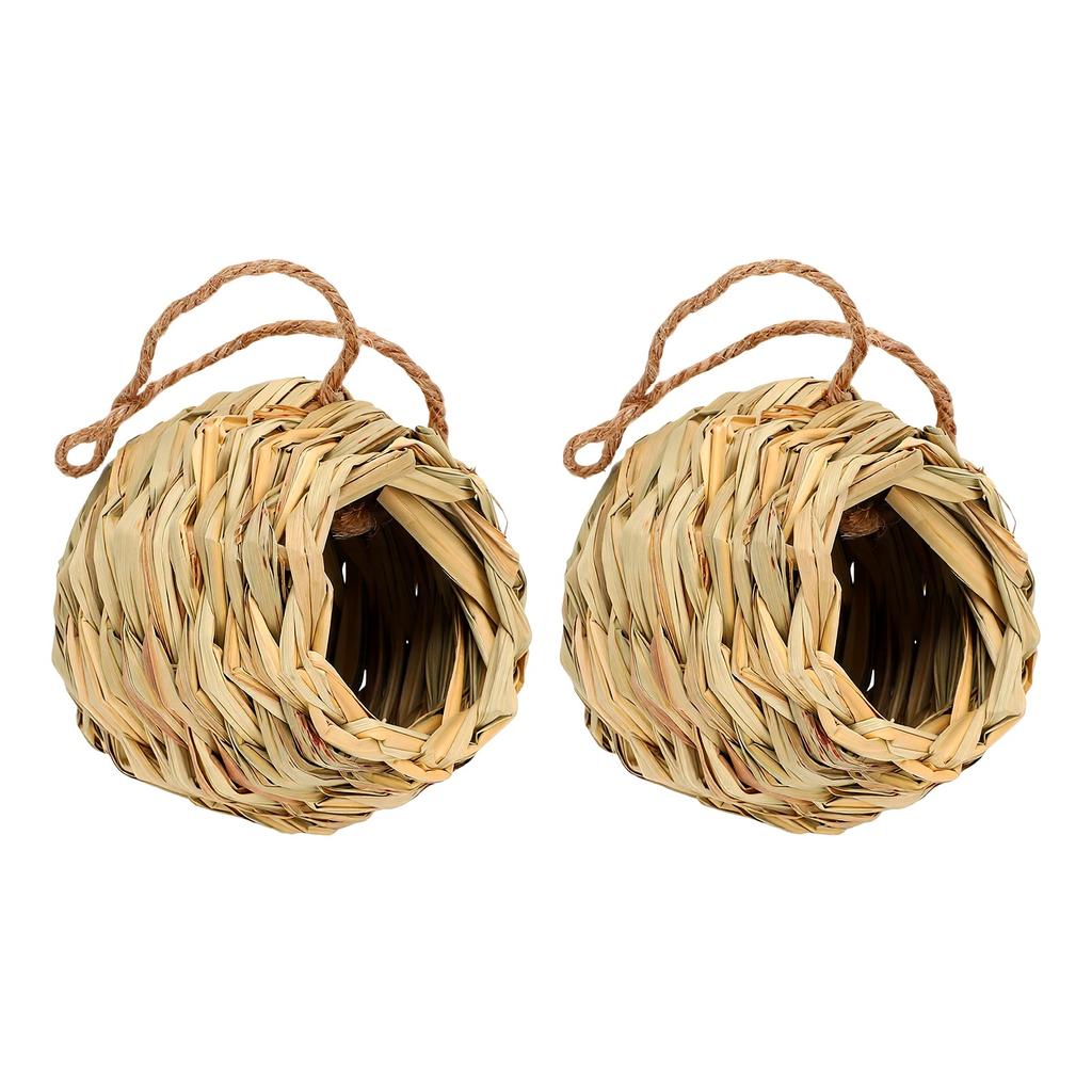 2PCS Hanging Bird House Ball Shape Hand Woven Bird Nesting House for Garden Patio Lawn Office