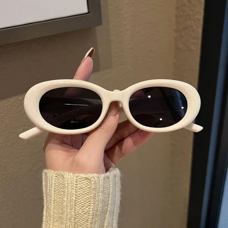 New Small Oval Sunglasses Women Men Trendy Vintage Hip Hop Cat Eye Sun Glasses Female Leopard Black Punk Eyewear Uv400 Glasses