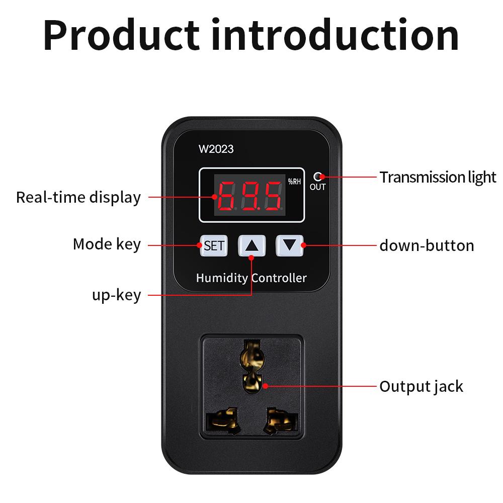 Smart Humidity Controller AC110-220V Digital Controller Switch W2023 Humidifier Control Socket Hygrometer Thermostat EU US Plug