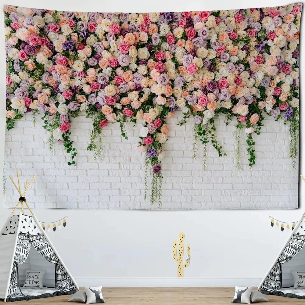 Creative Flowers Tapestry Nature Plant Floral Tapestry Wall Hanging Cloth Tapestries Home Bedroom Living Room Decor Tapestries