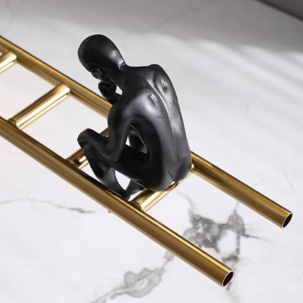Balance Sculpture with Figurines Modern Ladder Statue Abstract Art Centerpiece for Home