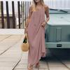 Casual Effen Losse Jurk Voor Dames Sexy Mouwloos Spaghetti Bandjes Rugloos Vetersluiting Avondjurk Femme Vakantie Strandfeest Kleding Nieuw