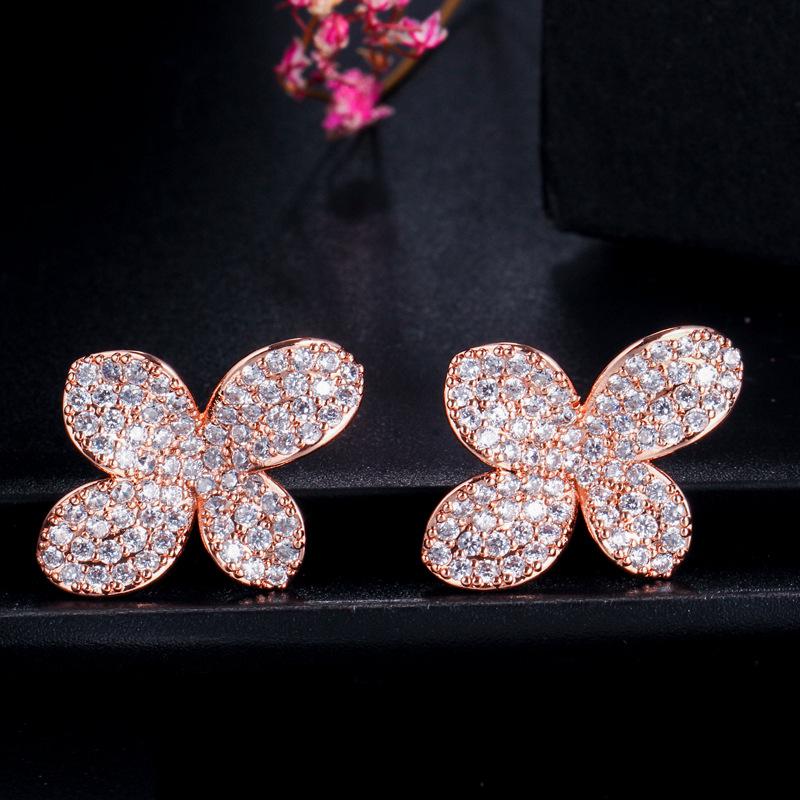 

E0239 Темпераментные серьги, Высококлассные женские серьги с цветком из микро-цирконов