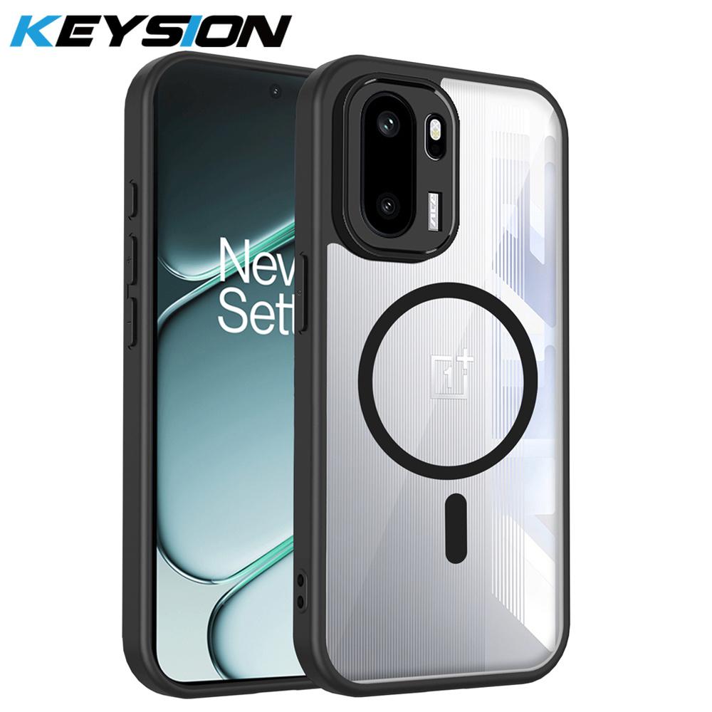 KEYSION Transparent Magnetic Phone Case for OnePlus 15R 5G Soft Silicone+PC HD Clear Shockproof Back Cover for OnePlus 1+ Ace 6 6T for OnePlus 15R чёрный