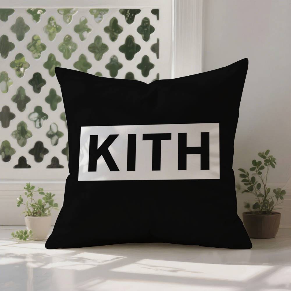 Classic Logo K-KITH Pillow Case  Anti-dustmite Pillowcase Invisible zipper silky Sofa cushion cover 12x12Inch