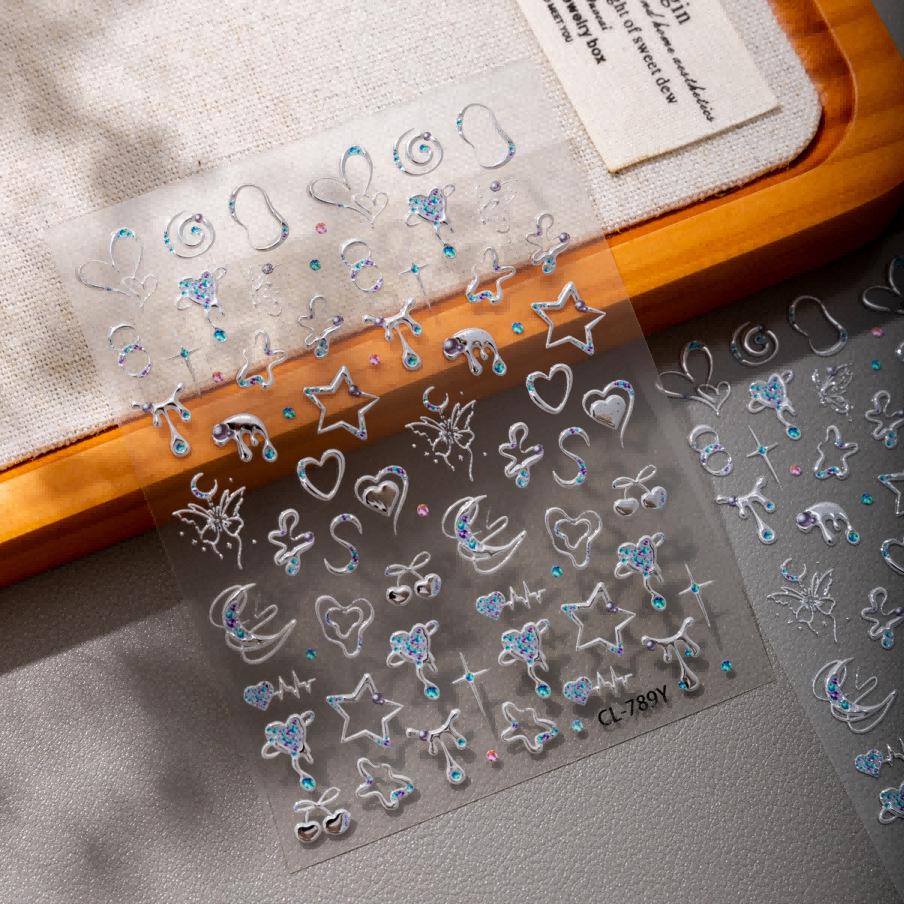 

Cyansea Rhinestone Starburst Moon & Stars Silver Nail Art Stickers for DIY Phone Cases & Tablets CL-789-04 - 50 Pcs