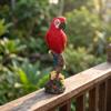 Parrot Figurine with Tree Trunk Base Vibrant Carved for Garden