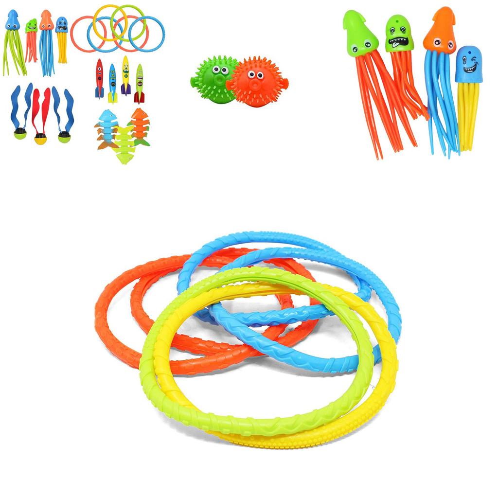 Interactive Swimming Pool Diving Toy Rings And Torpedo Set For Children Age 3 To 6