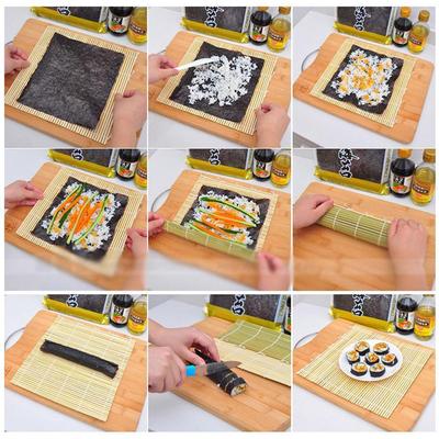 Sushi Rolling Mat Rice Roll Maker Bamboo Tool Roller Kit DIY