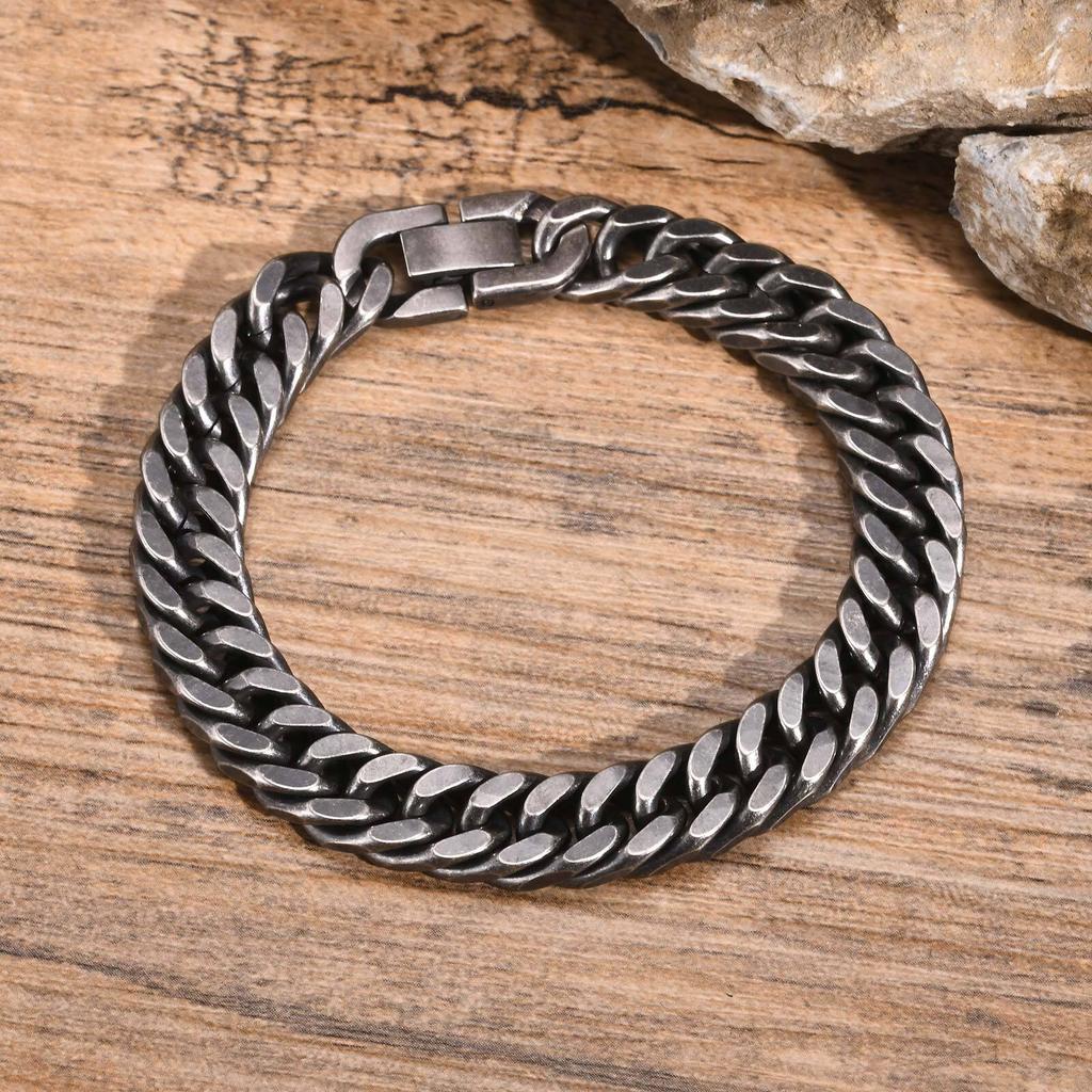 Stainless Steel Jewelry Thick Heavy Cuban Chain Men Bracelets Wristband For Dad Boyfriend Valentine's Day Gift