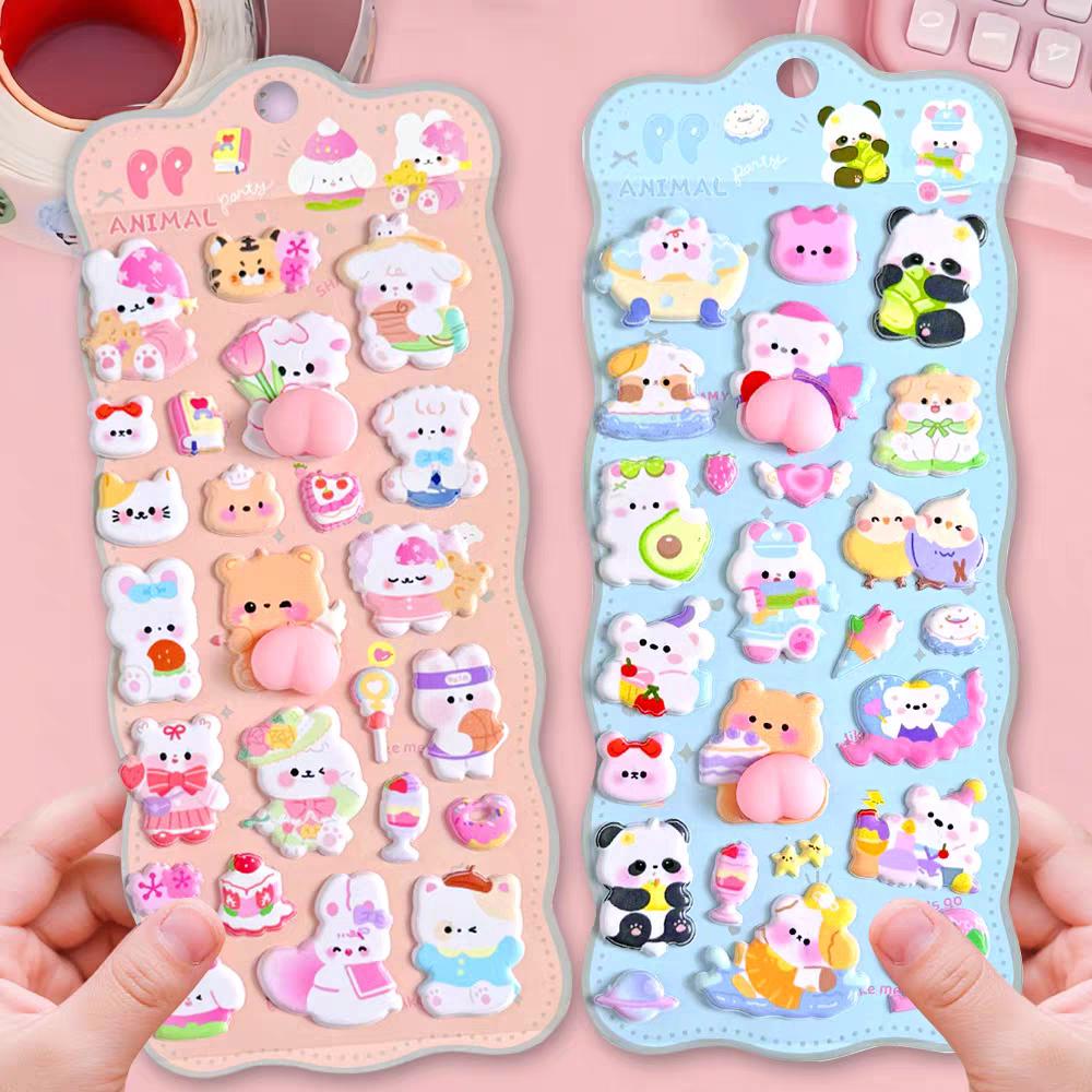 1/2/4pcsCute 3D Decompression Soft Butt Pinch Fun Cartoon Stickers Kawaii DIY Phone Water Bottle Decoration Stickers Gift