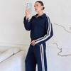 Damen Lässiges Spitzenbesetztes Klappkragen Langarm Hosen Set für Frühling/Herbst