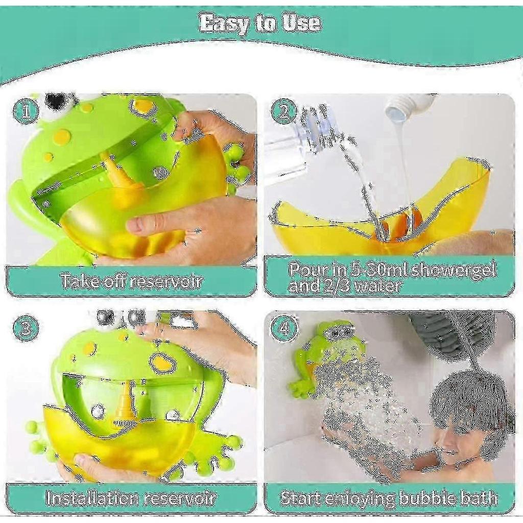 Baby Bath Bubble Toys Set, Automatic Frog Bubble Maker Kids Bath Bubble Machine With 12 Music Baby F