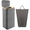 Foldable Laundry Hampers with Lid & Inner Bag Clothes Storage Basket Bamboo Handles Bathroom Laundry Basket Bathroom Accessories
