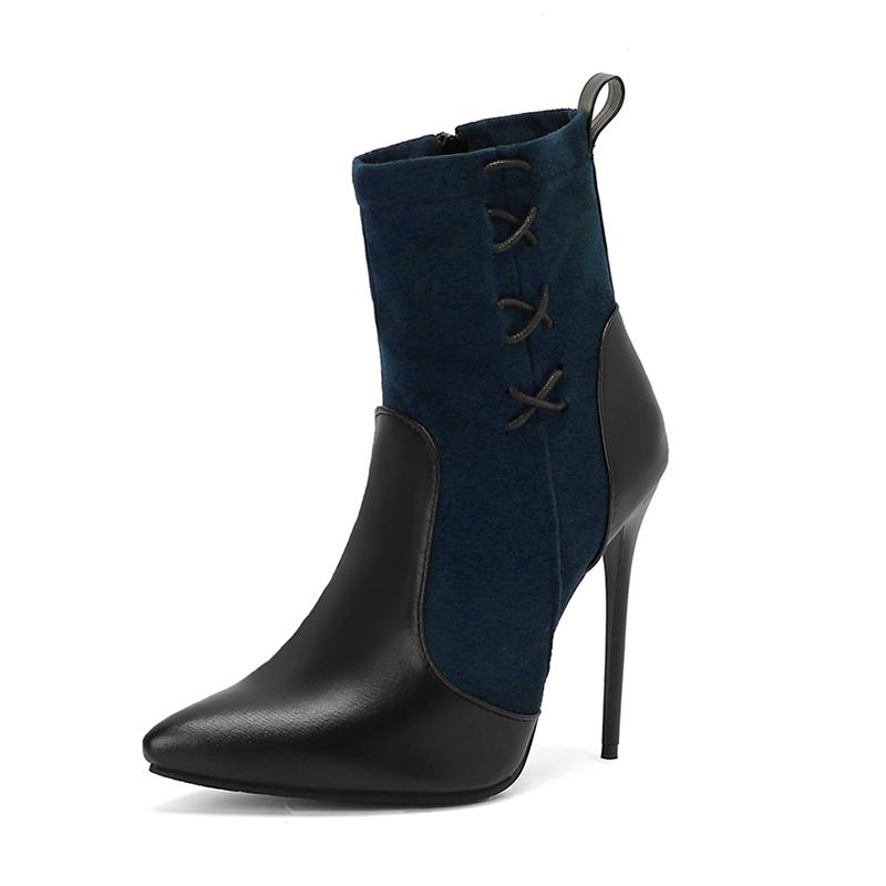 Cizme Sexy în Culori Mixte Cizme Stiletto Patchwork pentru Femei 2024 Toamnă Iarnă Tocuri Înalte Subțiri Cizme Glezna