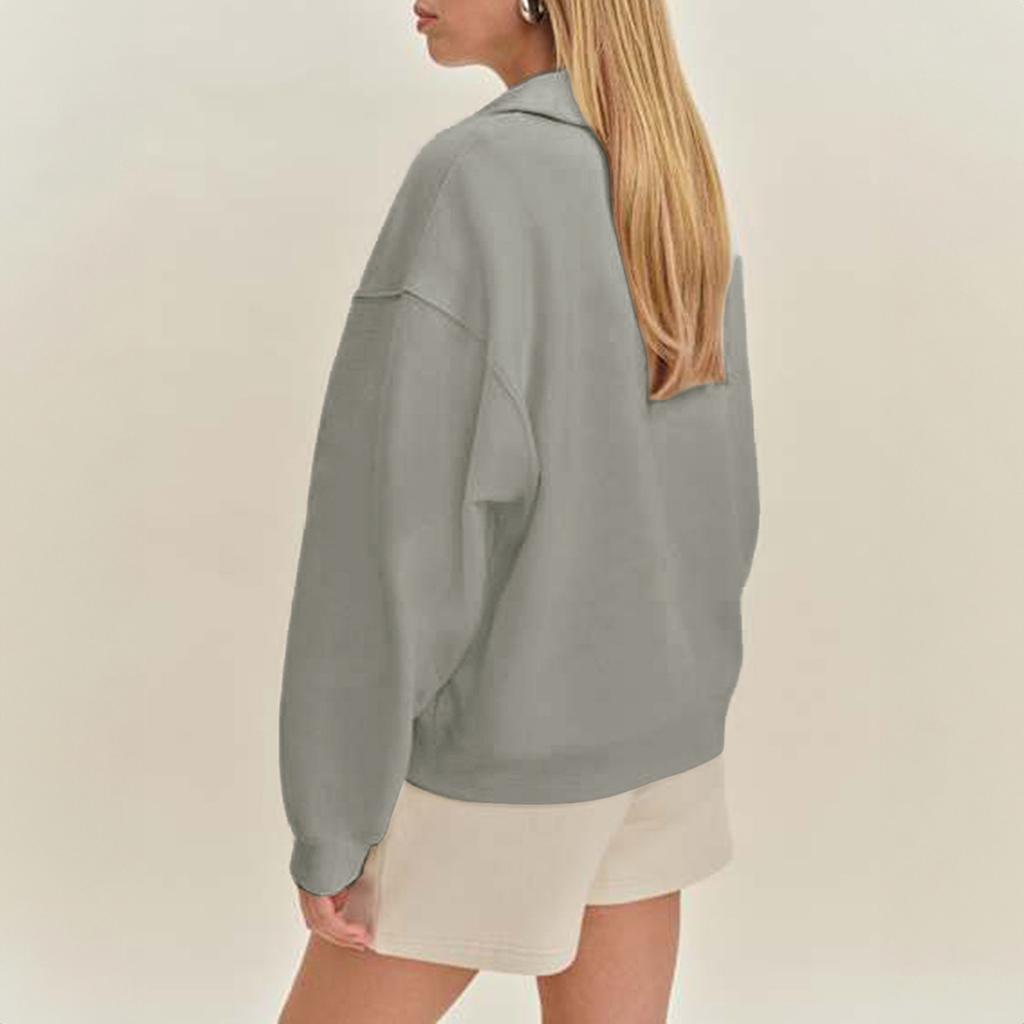 Casual Vacation Solid Color Long-sleeved Jacket and Sweatshirt for Women 2025 Autumn and Winter