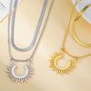 LIKGREAT Fashion Geometric Sun Pendant Necklaces Stainless Steel Half Circle Sunshine Amulet Chokers Women Vacation Jewelry