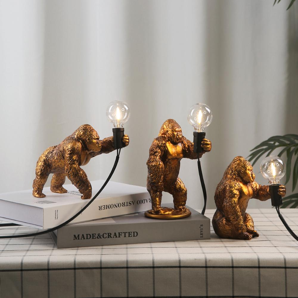 Lampă de masă din rășină Animal Gorilla Ornamente mici Mini Gorilla Lumini LED drăguțe Decor pentru interior Corp de iluminat lampa de masă artizanală