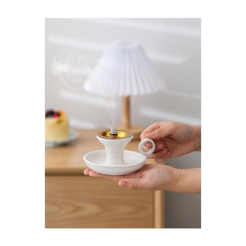 Ceramics Incenses Holder,Cone Incenses Burners with Handle,Ashes Catcher,Aromatherapys Ornament Home Office Decorations