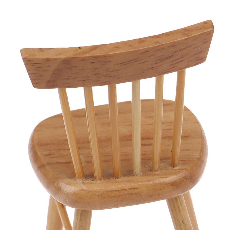 Simulation Mini Wood Chair Furniture Model Toys For Doll House Decoration 1/12