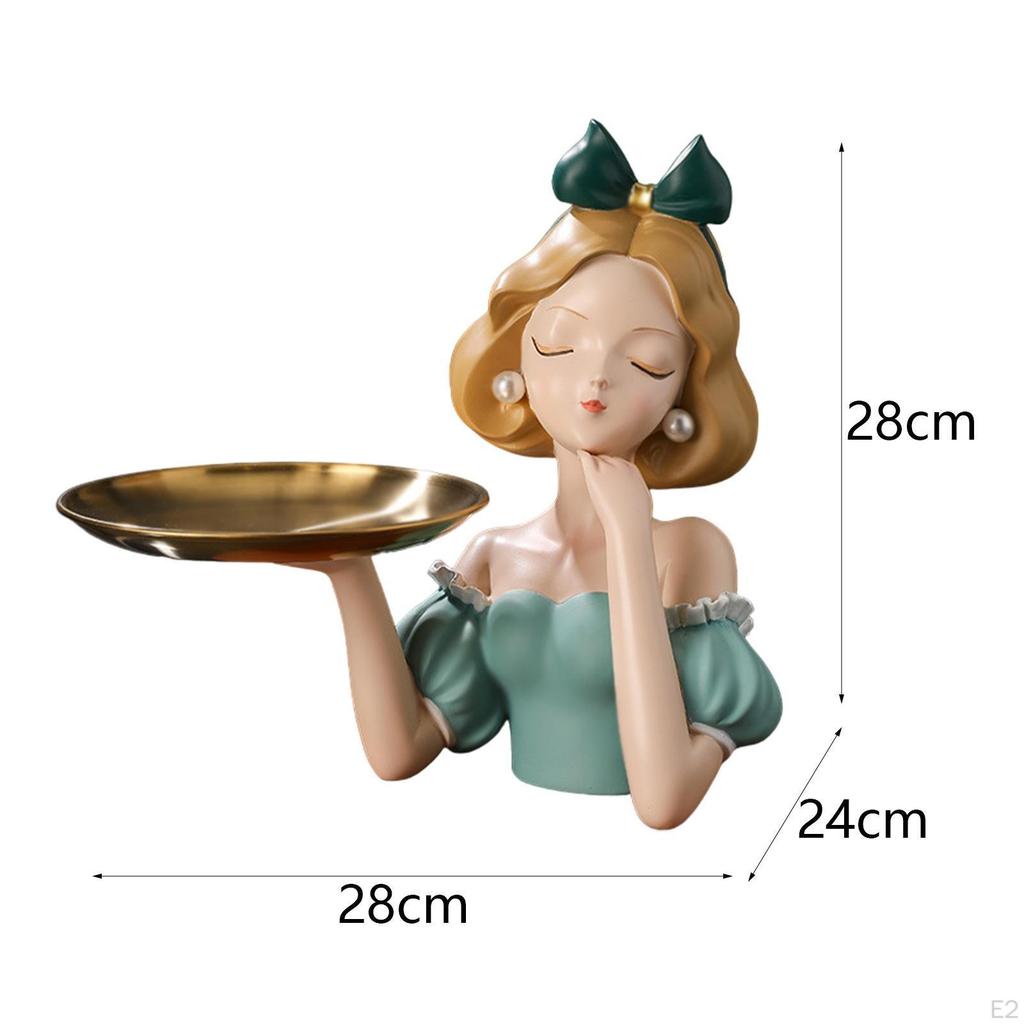 Feng Shui Princess Figurine Resin Statue Home Decor Modern Holder Tray Sculpture for Birthday