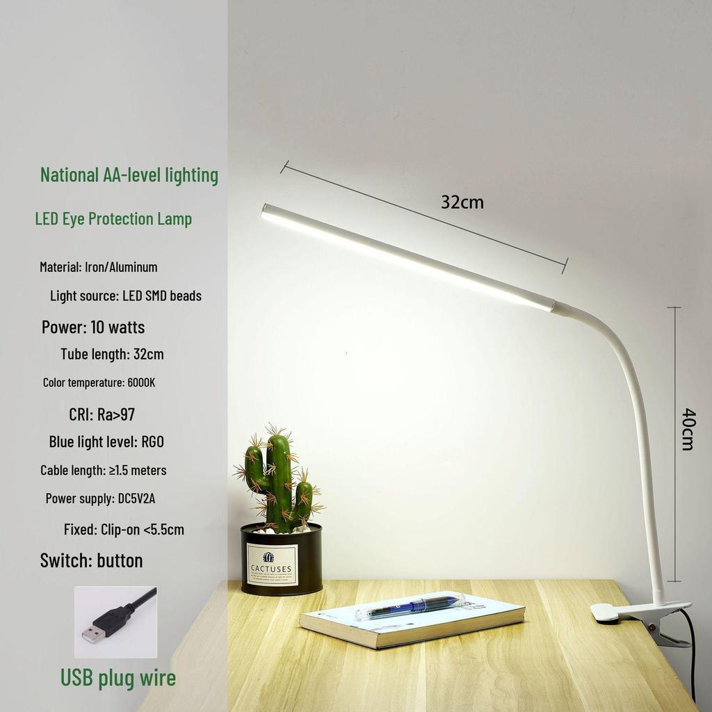 High Brightness Eye-Protection LED Clip-On Desk Lamp for Study and Nail Art
