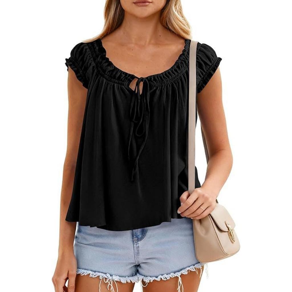 Fashionable Women's Temperament  Ruffle Edge Shirt Pleated Top