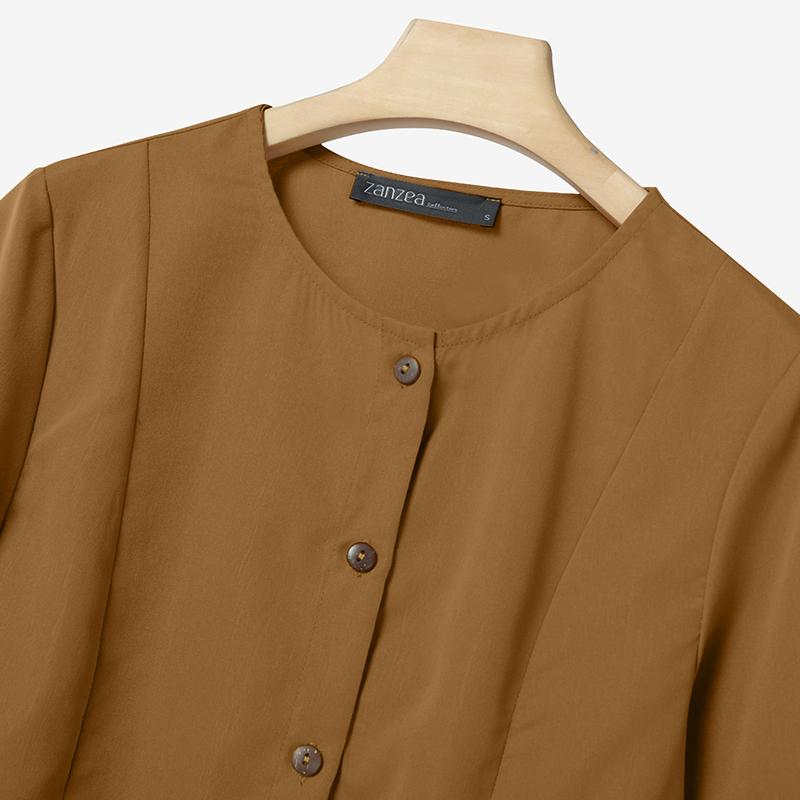 ZANZEA Lässiges zweiteiliges Anzug-Set für Damen mit 3/4-Ärmeln, Bluse und Hose