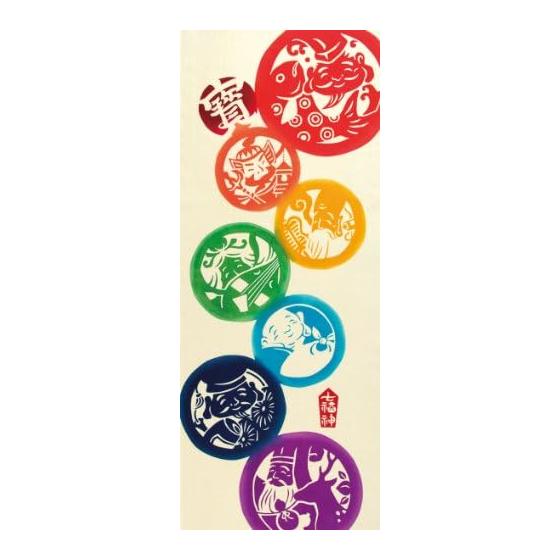 Miyamoto-Towel Kenema Tenugui - Japanese Traditional Hand Towel, Dyed with  Chusen  Technique, Featuring  Seven Lucky Gods  Design (Ebisu,