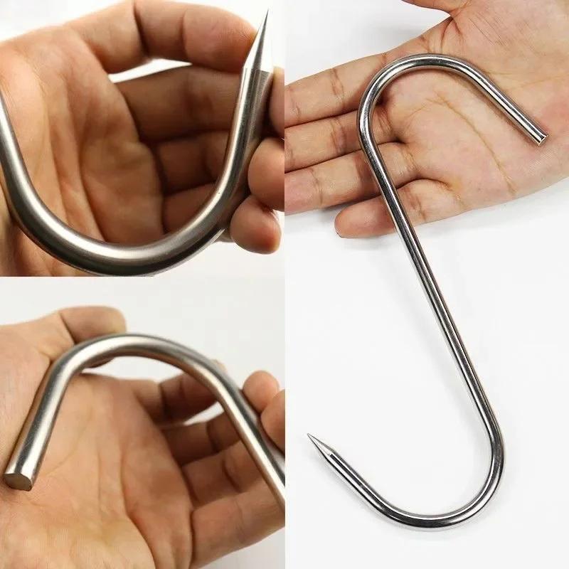 20pcs Heavy Duty S Shaped Butcher Hooks Sharp Tip Metal Hangers for Meat Sausages Hanging Home Grilling