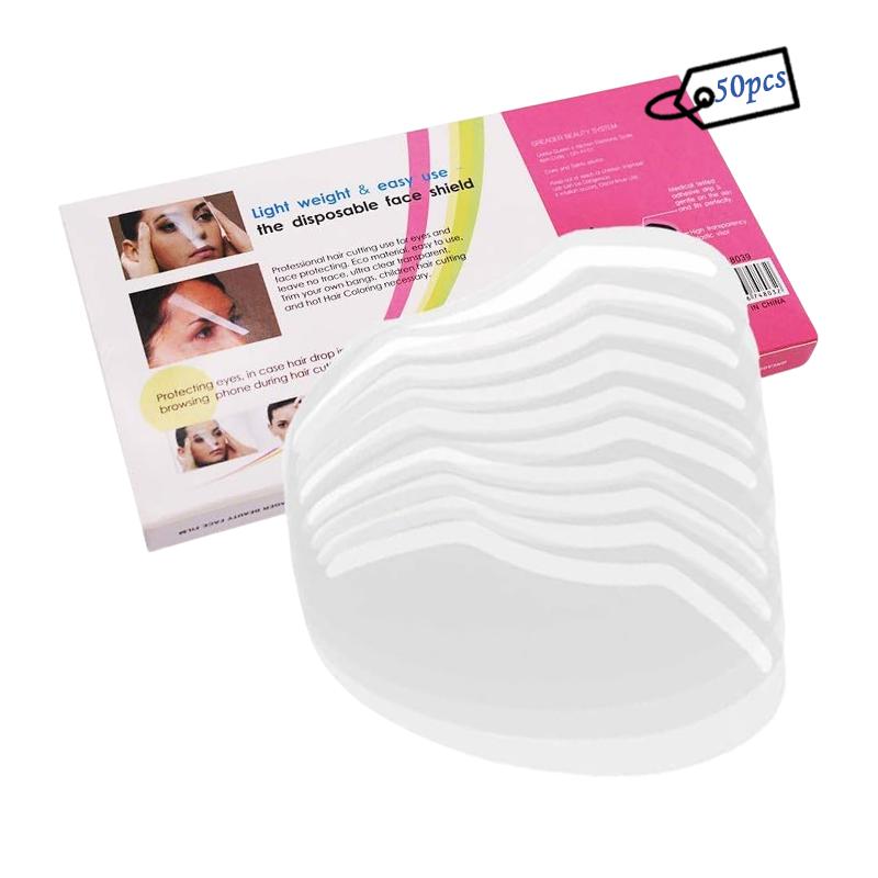 50pcs Disposable Haircut Face Shields with Scissors Makeup Shower Face Protector Mask Salon Supplies for Hairdressing