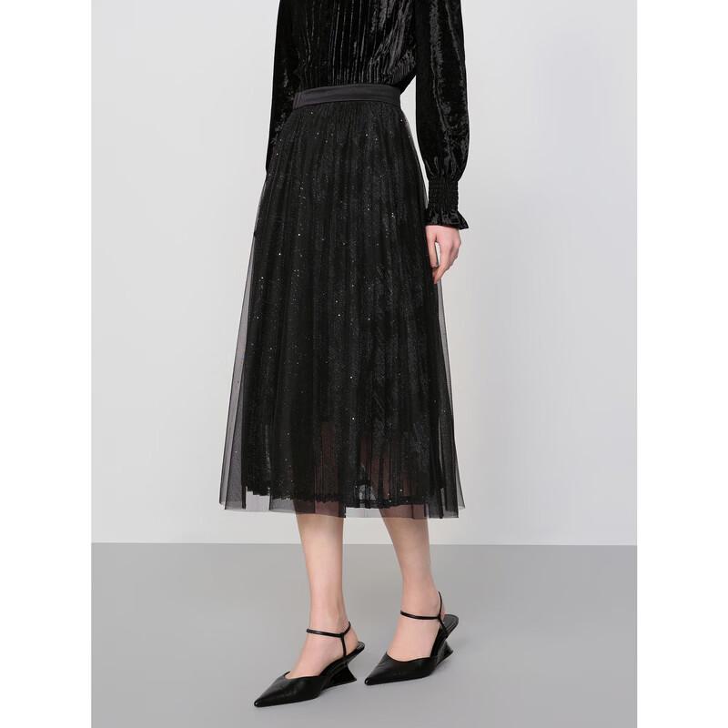 JUZUI Women's Elegant Lace A-Line Midi Skirt