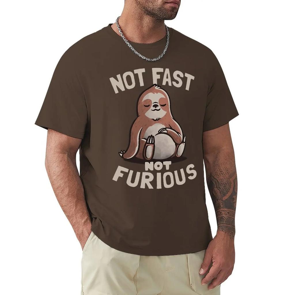 Not Fast Not Furious Kawaii Sloth Print Haine Bărbați Street Tricouri supradimensionate Bumbac respirabil Streetwear Creativitate Tricou