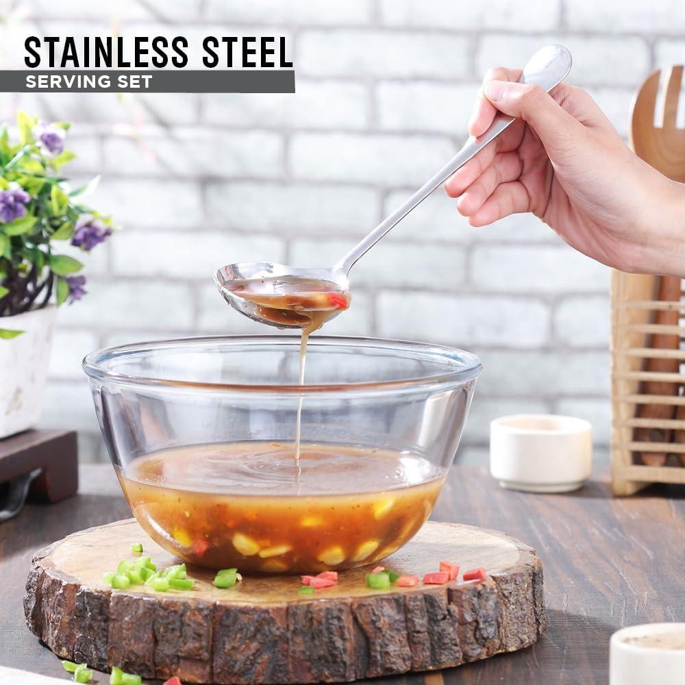 6pcs/Set Utensils Premium Stainless Steel Include Serving Spoon Soup Ladle Colander Fork Shovel Mirror Polished Cutlery Set