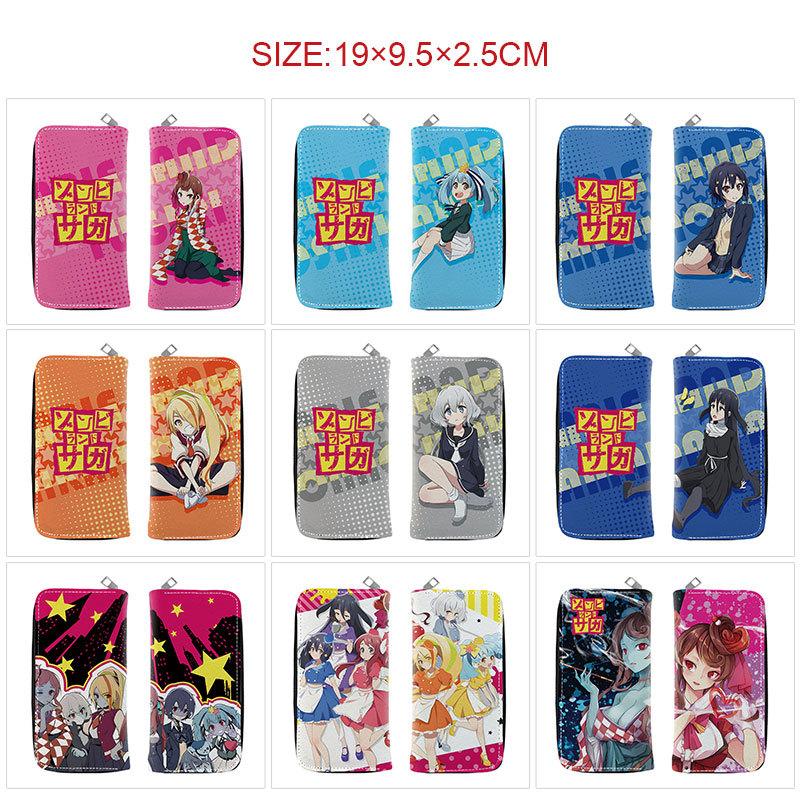 Franchouchou Langreißverschluss-Geldbörse PU-Leder Zombie Land Saga Anime Merchandise Cosplay Kartenhalter Braun