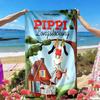 Pippi Longstocking Print Beach Towel, Versatile Lightweight Absorbent Beach Towel for Pool Surf Yoga Bathroom, Perfect Birthday Holiday Gift