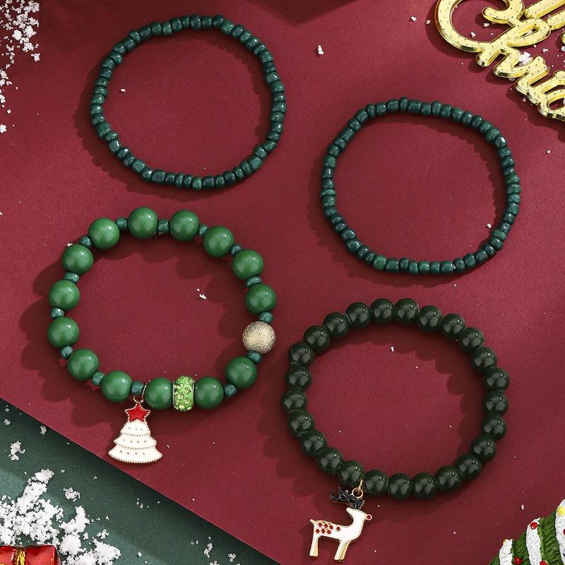 Christmas Bracelet Fashion Elk Diamond Christmas Tree Bracelet Bells Elastic Christmas Set