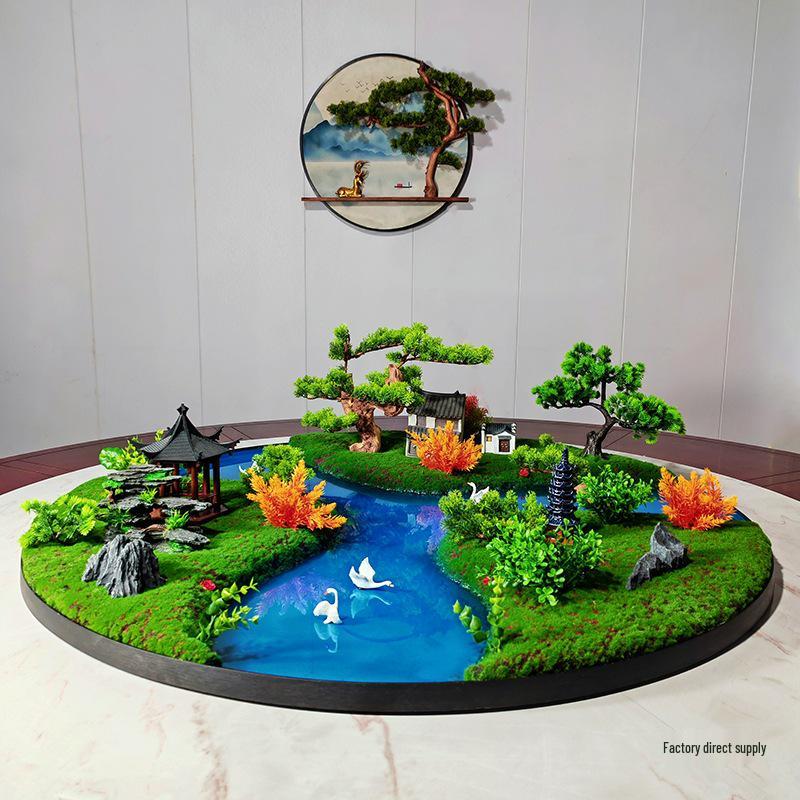 High-End Hotel Dining Table Flower Arrangement and Miniature Landscape Decor