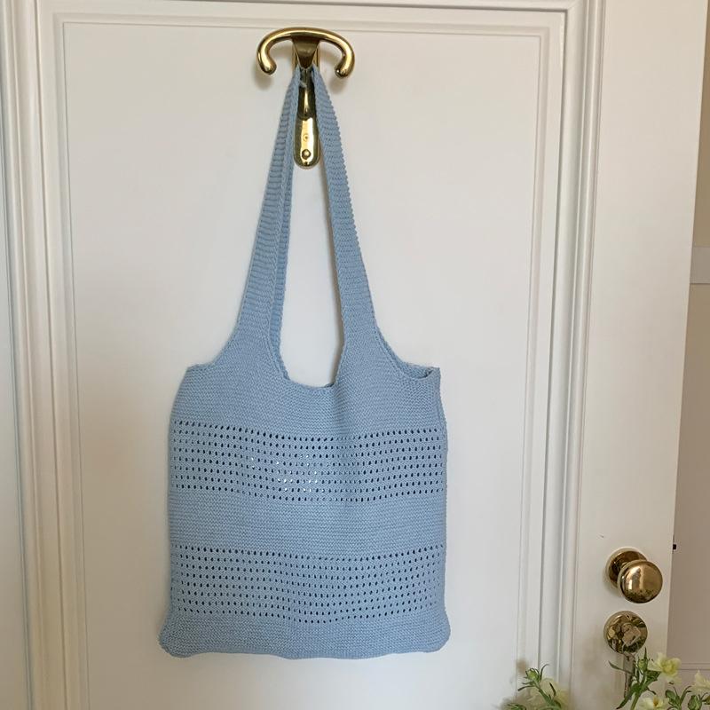 Summer New Simple Style Mesh Handbag Shopping Beach Bag Knit Shoulder Bag Women's Hollow Out Large Capacity Totes AVE