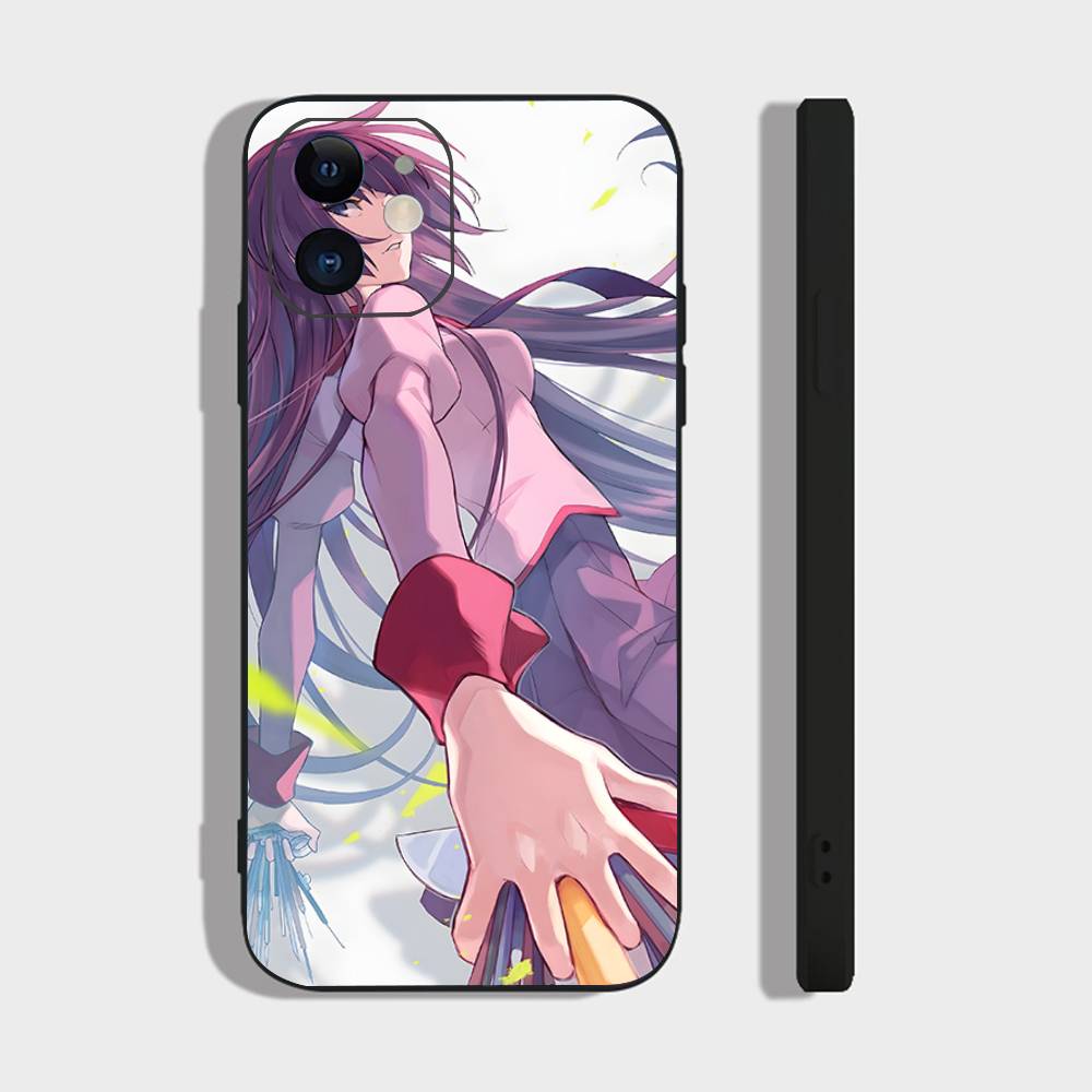 Senjougahara Hitagi Anime Monogatari Series Phone Case For IPhone 17 Air 16 15 14 13 Pro Max 11 12 Black Silicone Cover
