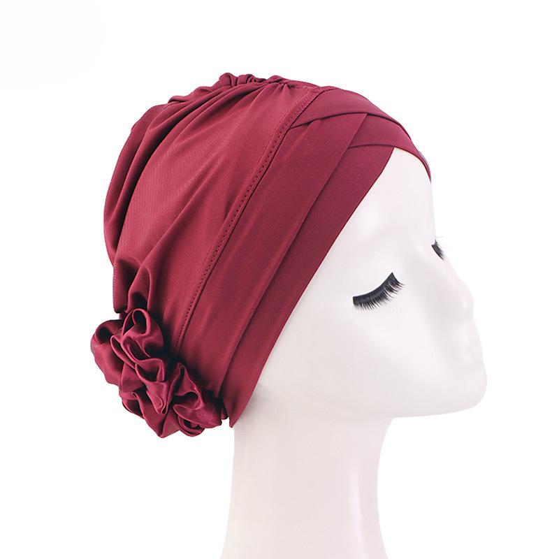 Popular Muslim Big Flower Headscarf Hat In Europe And America, Disc Flower Headscarf Hat Jdt-476A-4