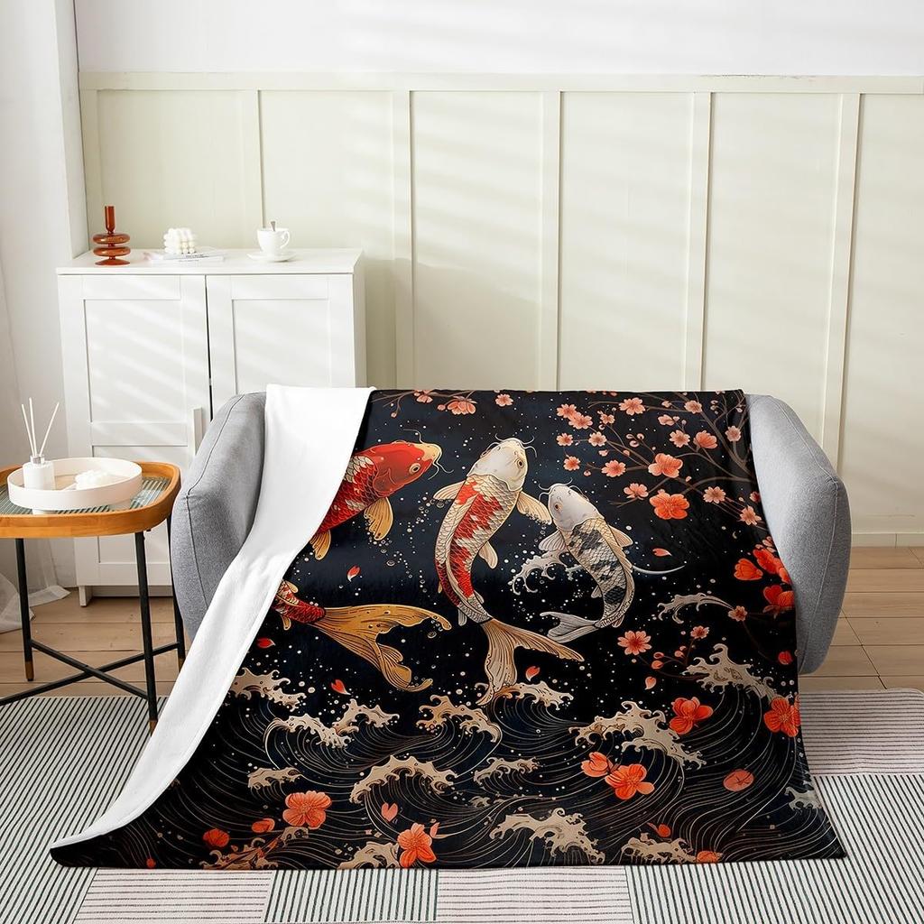 Stars Print Throw Blanket Cute Star Pattern Soft Breathable Fleece Blanket Watercolor Geometric Fuzzy Blanket for Sofa Bed Couch