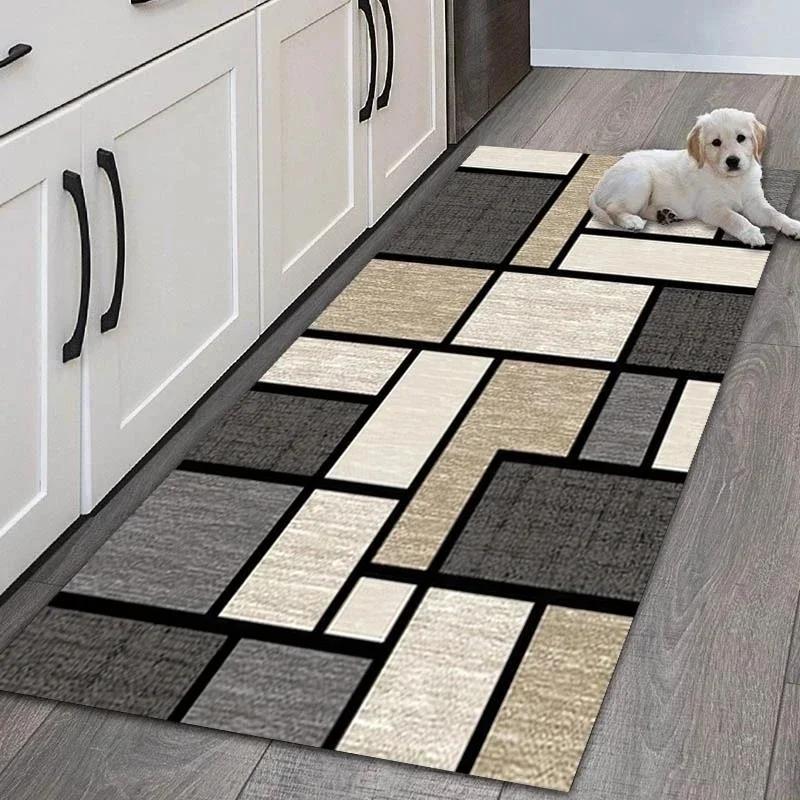 Simple Geometric Kitchen Floor Mats Living Room Floor Carpet Entrance Door Mat Hallway Door Non-Slip Foot Mats Home Decor
