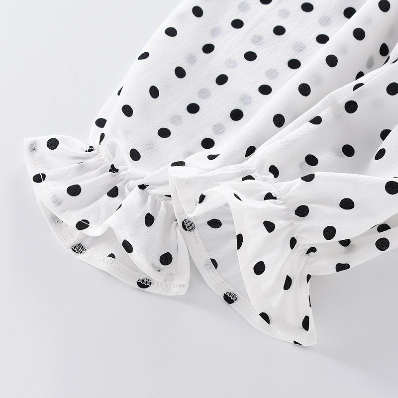 Mode Barn Ärmlös Outfit Bebisar Flickor Polka Dot T-shirt Byxor Set Lös Byxdress Mjuk Barn Sommar Tunn