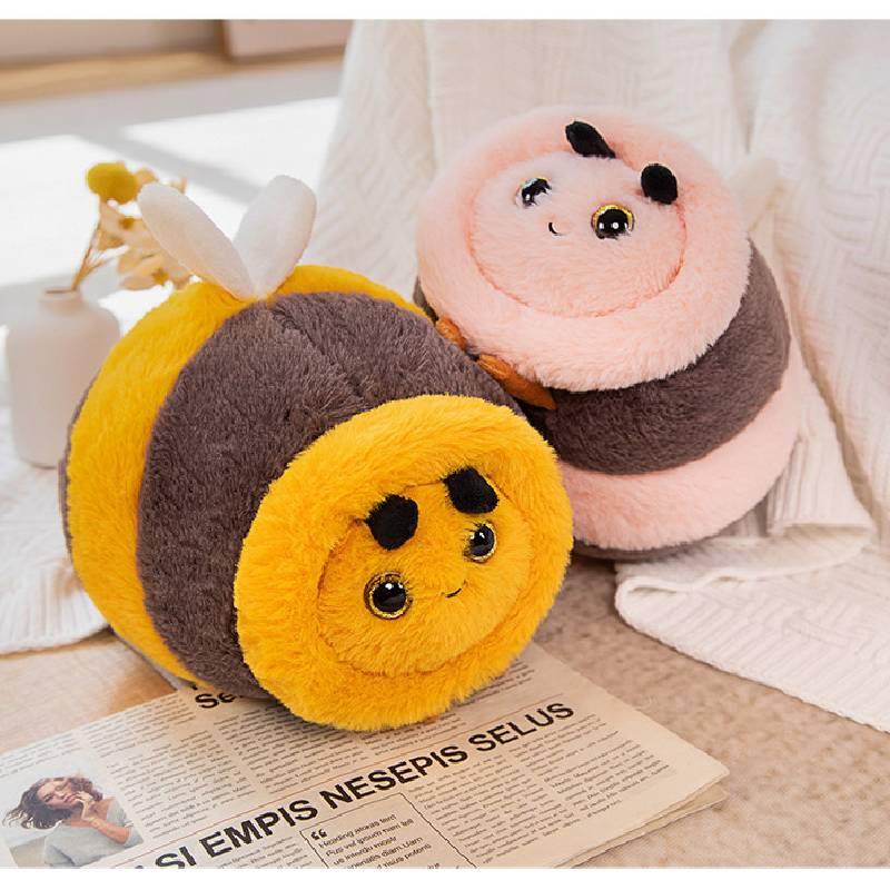 Morbido Peluche a Forma di Ape Cartone Animato, Cuscino e Coperta per Riposini in Ufficio e Compagno per Bambini, Morbido e Personalizzabile! 28 centimetri)