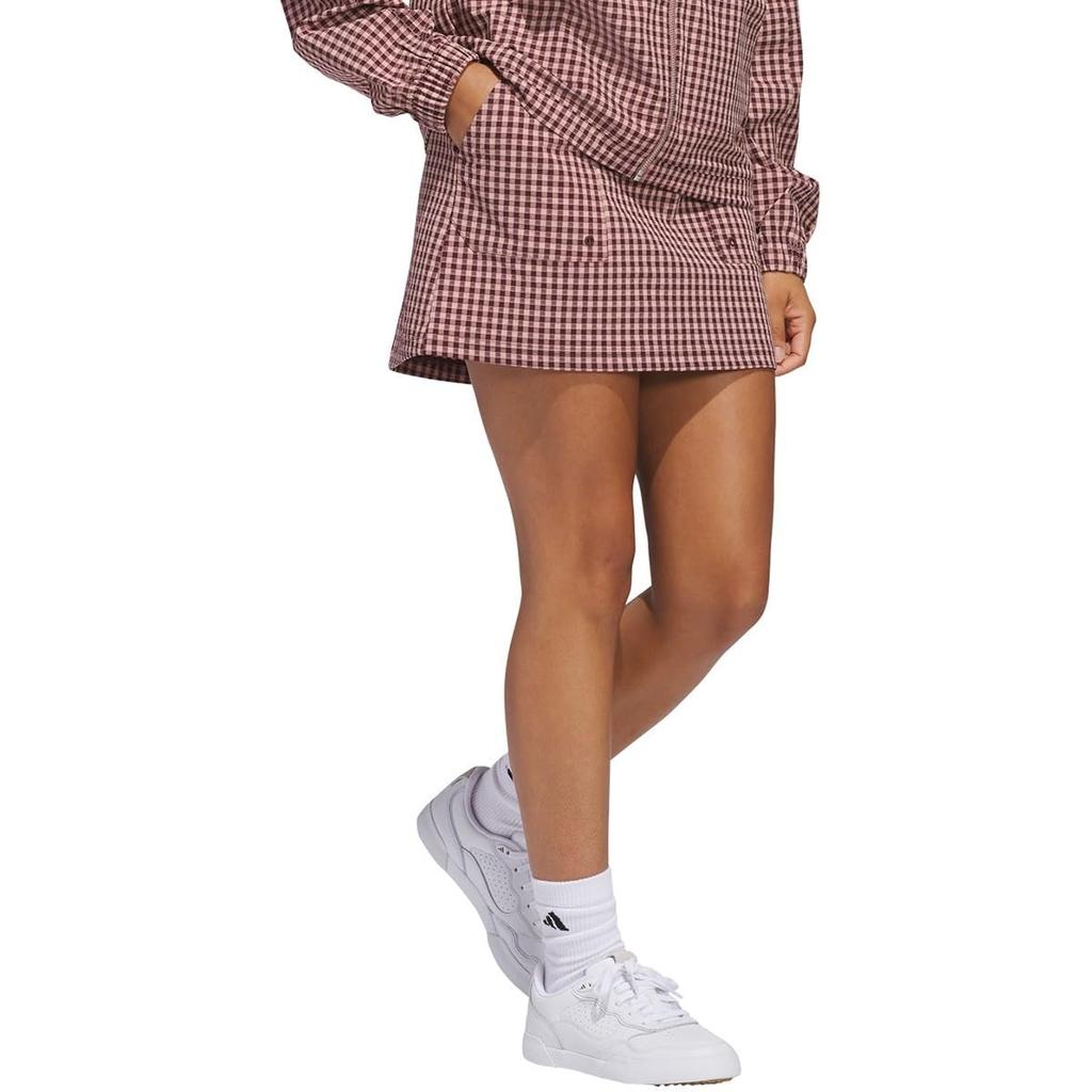 Adidas Golf Gingham Check Pull-On Golf Skirt In Aurora Ruby